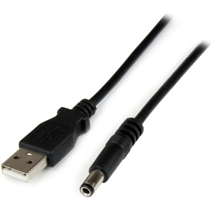 StarTech.com USB2.0 auf Hohlstecker Typ N Kabel - USB A DC 5V 5,5mm Stecker - Stromkabel - 4-poliger USB-Anschluss Typ A (nur Strom) (M) - Gleichstromstecker 5,5 mm (M) - 1,0m - geformt - Schwarz (USB2TYPEN1M)