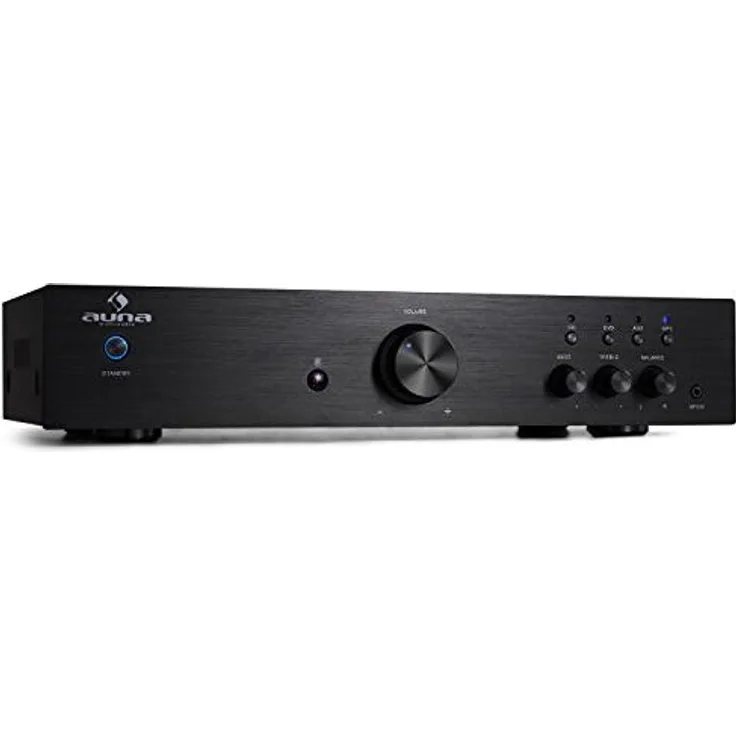 auna AV2-CD508, HiFi Audio-Verstärker, Stereo Endstufe, max. 600 Watt, 2-Band-Equalizer, 3 x Cinch-Eingang, 1 x Cinch-Ausgang, schwarz