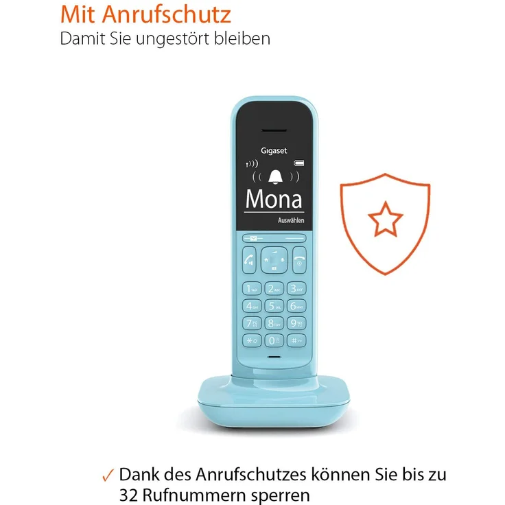 Gigaset CL390HX Universal Mobilteil, Design Telefon, geeignet für FRITZ!Box und HD Voice Freisprechfunktion, schnurloses DECT Telefon mit großem Grafik Display, Purist Blue, VoIP-Telefon, blau – Bild 4