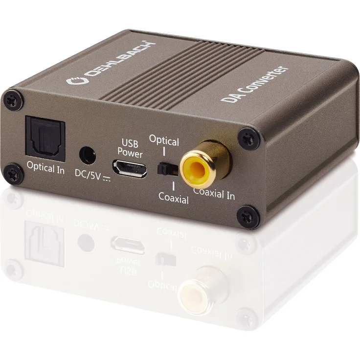 Oehlbach DA Converter | Digital/Analog Audiowandler | Koaxial/Optisch, R-L/Klinke | Cirrus Logic Chip, Metallic Braun