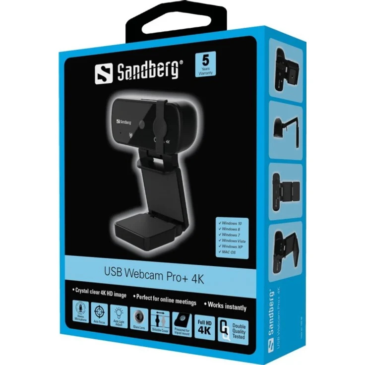 Sandberg USB Webcam Pro+ 4K - Web-Kamera - Farbe - 8 MP - 3264 x 2448 - feste Brennweite - Audio - USB 2.0 (133-98) – Bild 6
