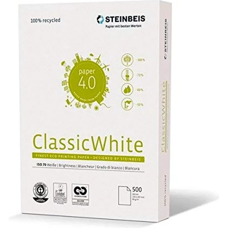 Steinbeis ClassicWhite DIN A4, 5 x 500 Blatt, Multifunktionspapier, 80 g - m², presseweiß