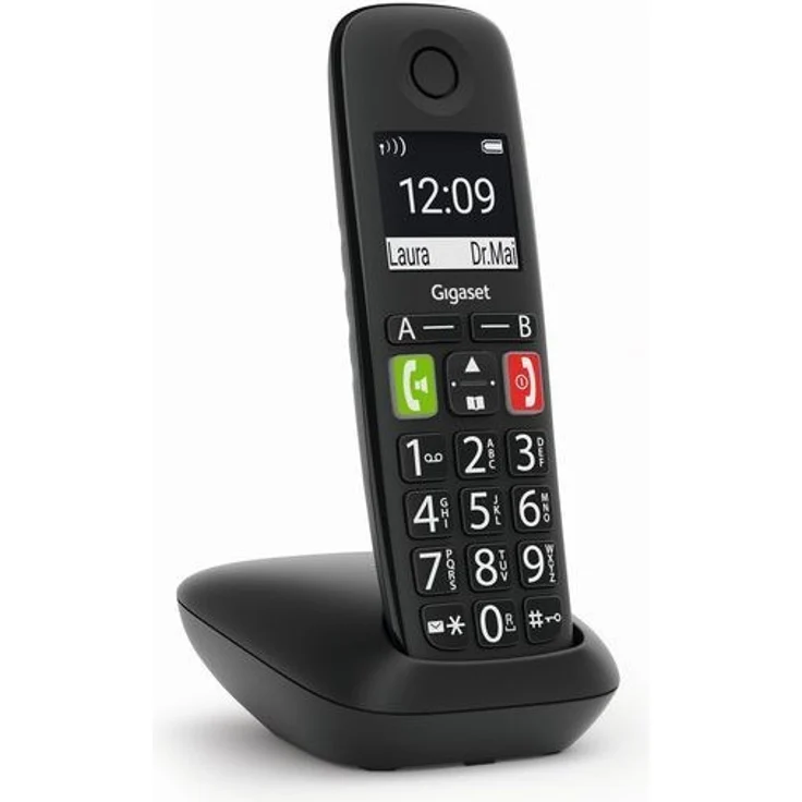 Gigaset E290 - Schnurloses Senioren-Telefon ohne Anrufbeantworter mit großen Tasten - großes Display, Zielwahltasten für wichtige Nummern, Verstärker-Funktion für extra lautes Hören, Analog-Telefon, schwarz – Bild 8