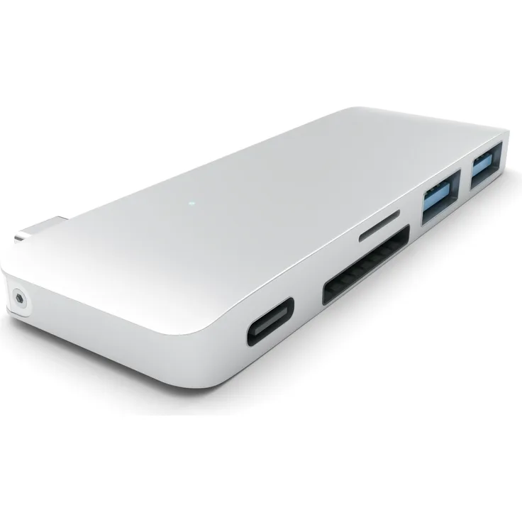 Satechi ST-TCUPS Typ-C Pass Through USB Hub silber, Cardreader + 3 Port USB Hub, USB 3.0 (B019PHF9W2)