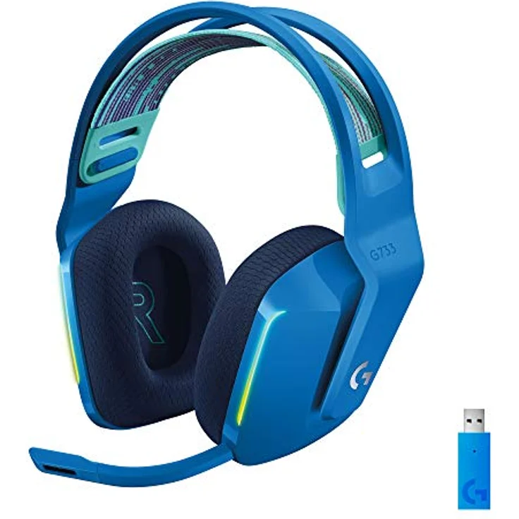Logitech G733 LIGHTSPEED kabelloses Gaming-Headset mit Kopfbügel, LIGHTSYNC RGB, Blue VO! Mikrofontechnologie, PRO G Lautsprechern, Ultraleicht, 15-Stunden Akkulaufzeit, 20m Reichweite, Blau – Bild 1
