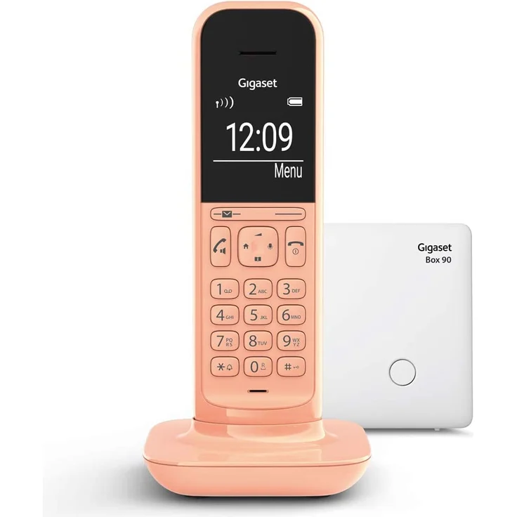 Gigaset CL390 schnurloses Design-Telefon ohne Anrufbeantworter, DECT Telefon mit Freisprechfunktion, großem Grafik Display, leicht zu bedienen mit intuitiver Menüführung, Cantaloupe, Analog-Telefon, orange – Bild 1