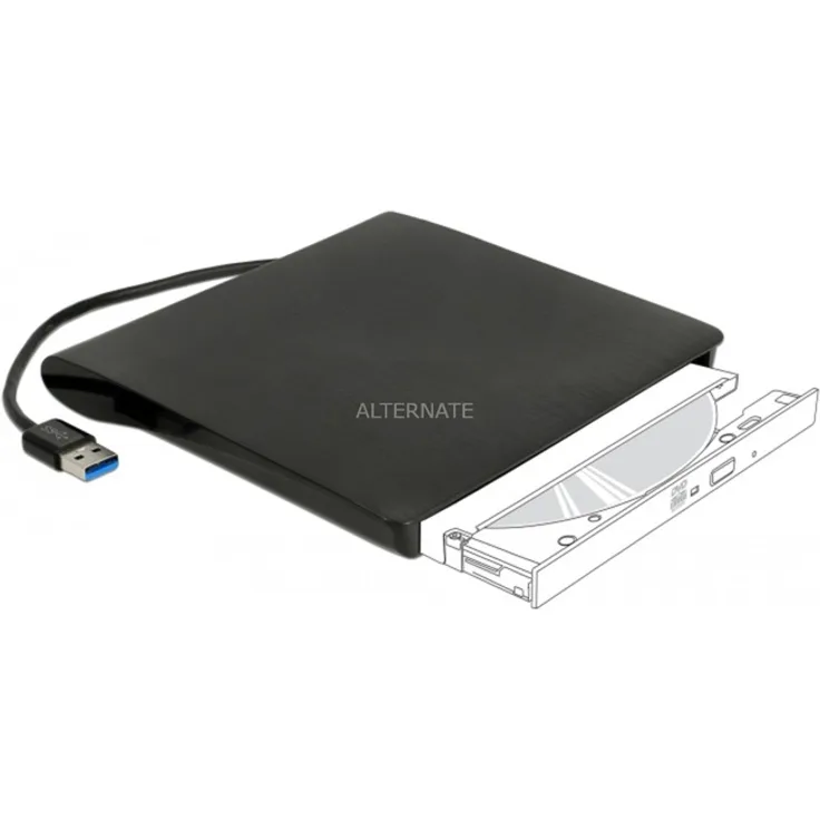 DeLOCK Externes Gehäuse für 5.25″ Ultra Slim SATA Laufwerke 9,5 mm zu USB Typ-A
