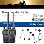 Midland G9 Pro Bikerset, C923.S1, 2x Funkgeräte mit Headsets für Motorrad-Helme, wasserdichte Walkie Talkies mit Notfallknopf, sehr hohe Sendeleistung
