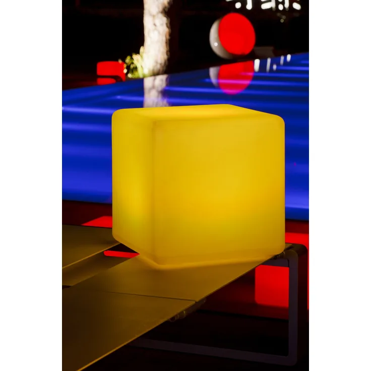 Garten-Leuchte CUBE 35x35 - Würfel-Leuchte LED RGB Farbwechsel - Akku - Mit App