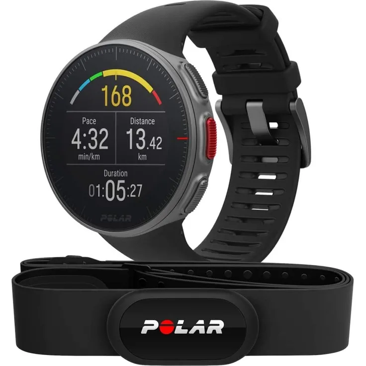 Polar Vantage V HR H10, Multisportuhr inkl. Herzfrequenzgurt GPS, Unisex, Einheitsgröße, Black