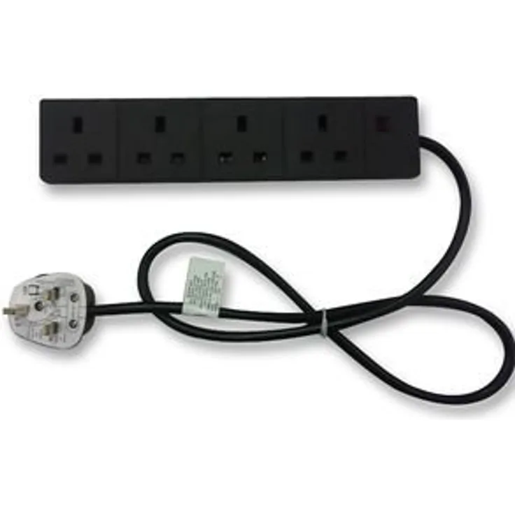 PRO-ELEC Verlängerungskabel, 4 Steckdosen, 1 m, Schwarz