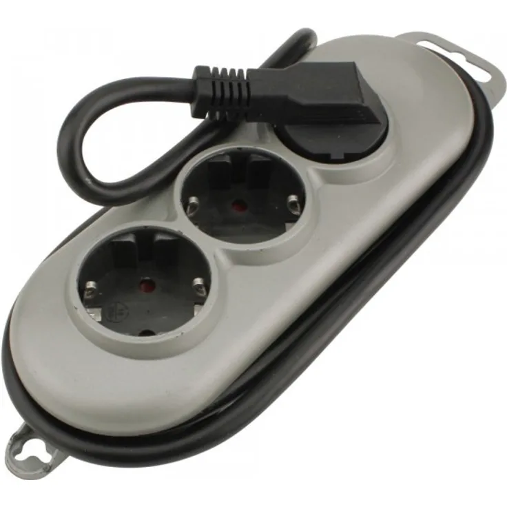 UNITEC 44141 SILVER-LINE Tischsteckdose, 3-f,2.0m,1.5mm²