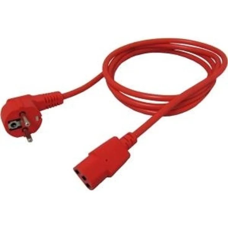 ROLINE - Stromkabel - CEE 7, 7 (M) gewinkelt bis IEC 60320 C13 gerade - Wechselstrom 250 V - 10 A - 1.8 m - Rot - Deutschland (19.08.1010)