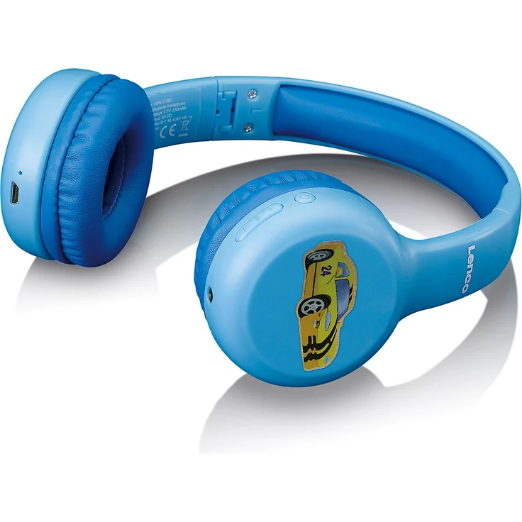 Lenco HPB-110BU - faltbarer Bluetooth Kopfhörer mit Lautstärkebegrenzung für Kinder, inkl. Sticker, blau – Bild 6