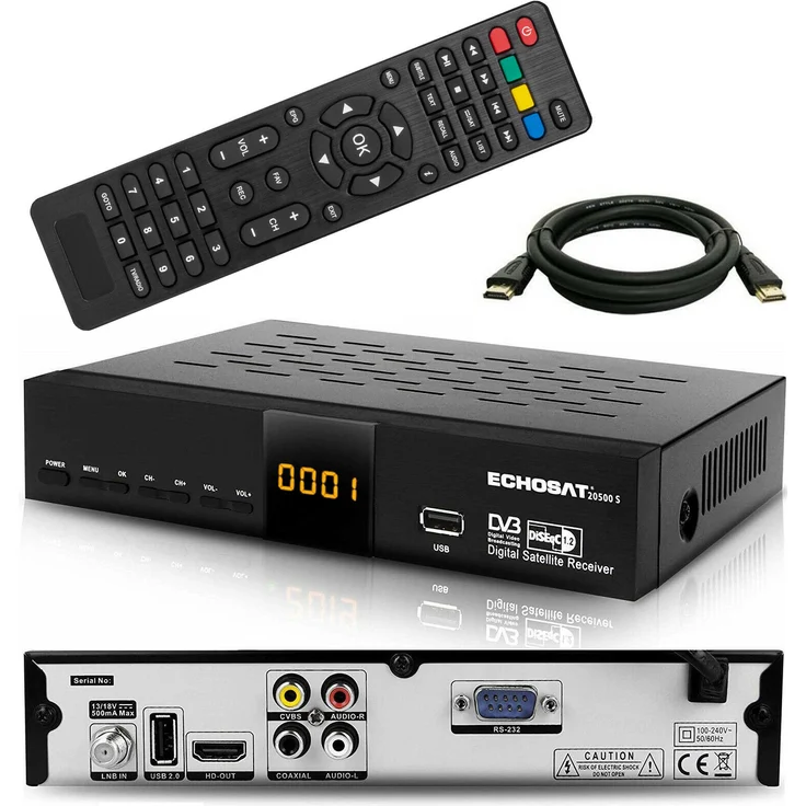 HD SAT Receiver Echosat Digital mit Audio Cinch USB HDMI Full HDTV 1080p Tuner – Bild 1