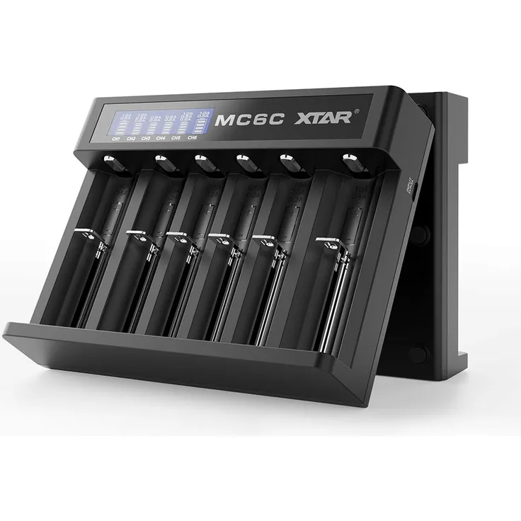 XTAR MC6C 18650 ladegerät Smart Li-ion Ladegerät 6-Schacht USB-Ladegerät für 18650 20700 21700 22650 25500 26650 Flat-32650