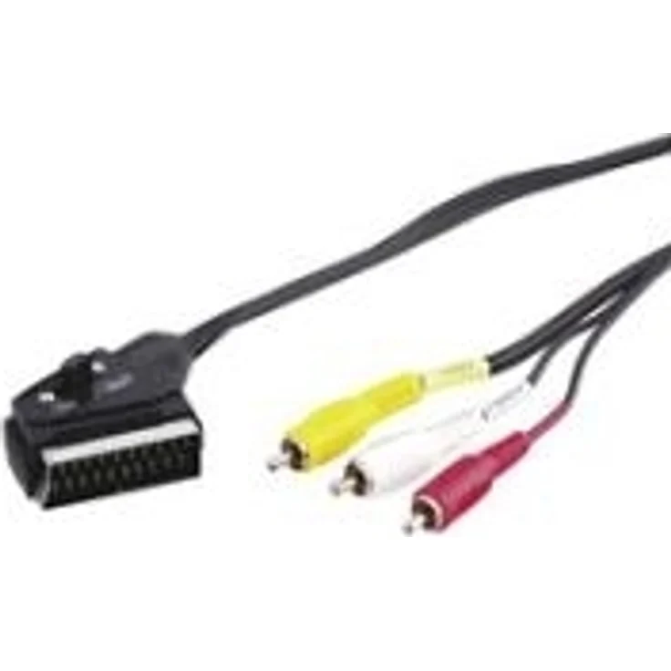 Goobay 50364 Scart-Adapterkabel, Scart zu Composite Audio Video, IN-OUT Scartstecker (21-Pin) > 3x Cinch-Stecker, 2 Meter – Bild 1