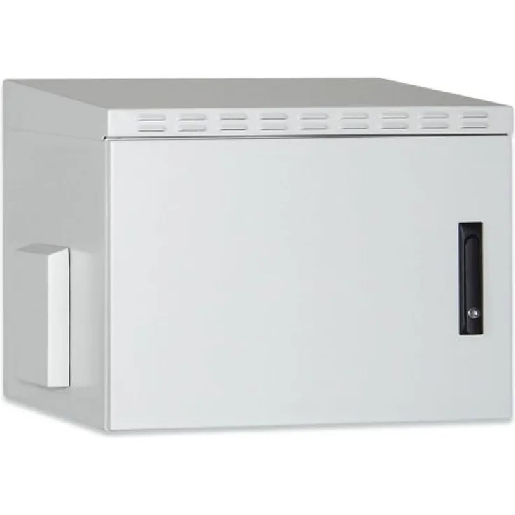 DIGITUS 19'' Outdoor Wandgehäuse 16HE, 600 mm Tiefe, Traglast 100 kg, Kabeleinführung (2x M32, 1x M63, 2x 28 mm Blindkappe), (HxB) 891 x 600 mm, IP55, Grau (RAL 7035)