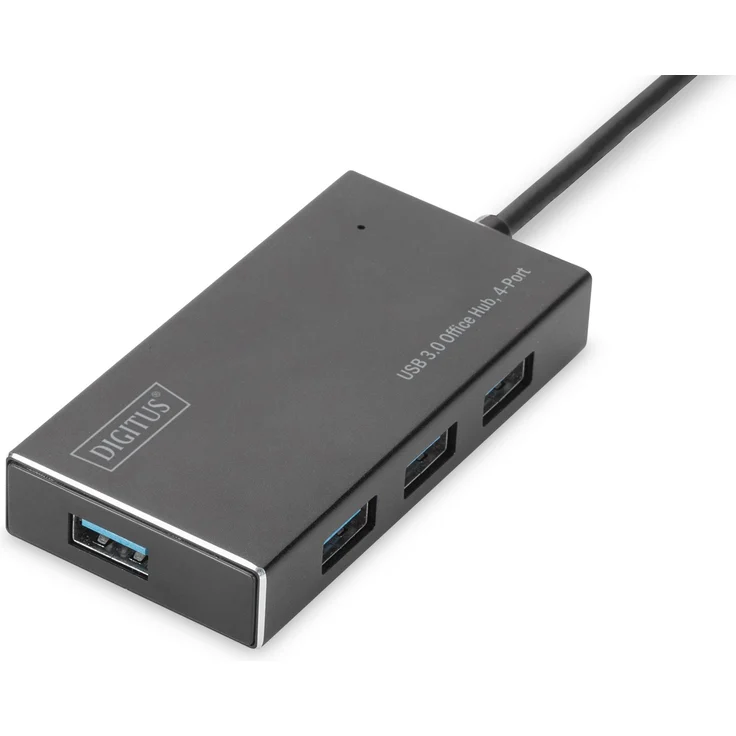 DIGITUS USB-Hub - 4 Ports - Super-Speed USB 3.0 - 5 GBit-s - Plug&Play - Aluminium-Gehäuse - Schwarz – Bild 1