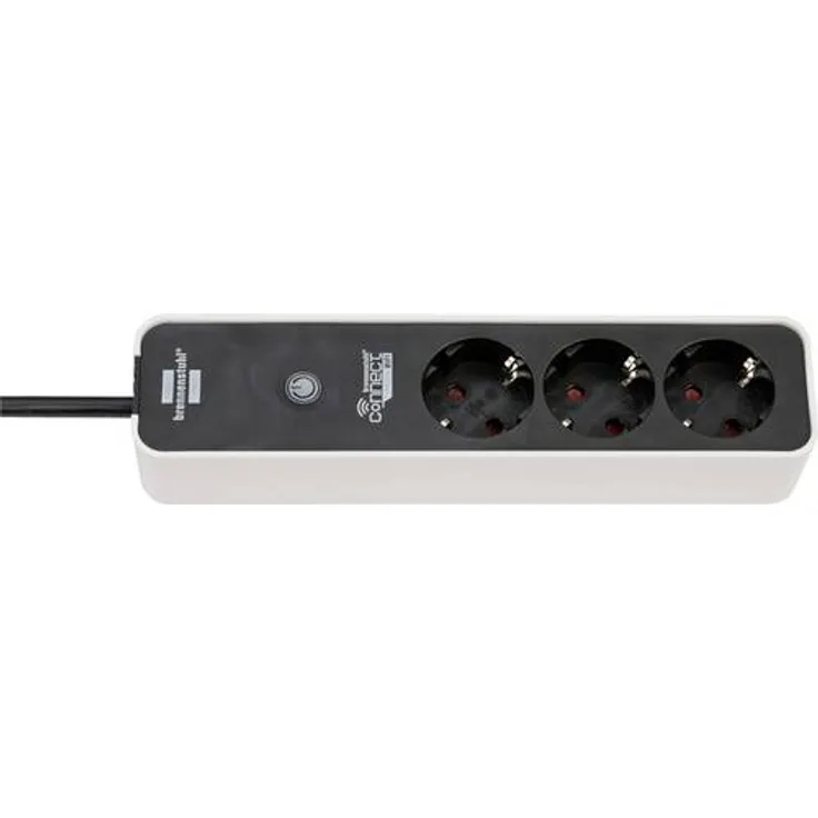 brennenstuhlConnect Ecolor WLAN Steckdosenleiste - Intelligente Steckerleiste 3fach (2.4 GHz WiFi, kompatibel mit Alexa und Google Assistant, kostenfreie App, 1,5m Kabel) weiß-schwarz