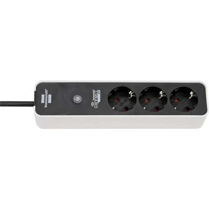 brennenstuhlConnect Ecolor WLAN Steckdosenleiste - Intelligente Steckerleiste 3fach (2.4 GHz WiFi, kompatibel mit Alexa und Google Assistant, kostenfreie App, 1,5m Kabel) weiß-schwarz – Bild 1