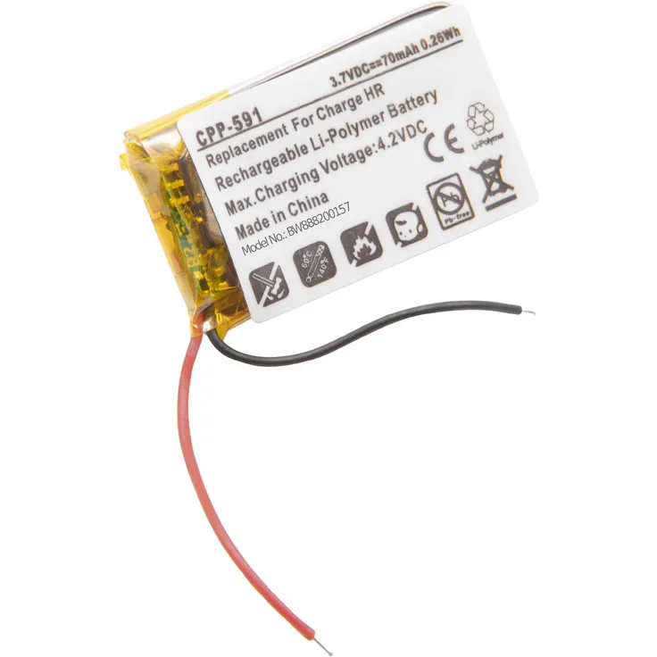 VHBW Akku passend für Fitbit Charge HR Smartwatch Uhr Fitnessarmband (70mAh, 37V, Li-Polymer)