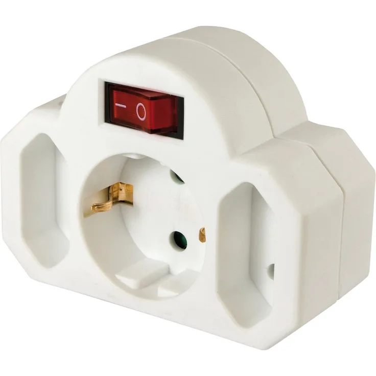 Arcas 94700004 Zwischenstecker 3 fach mit Schalter, Kinderschutz weiß