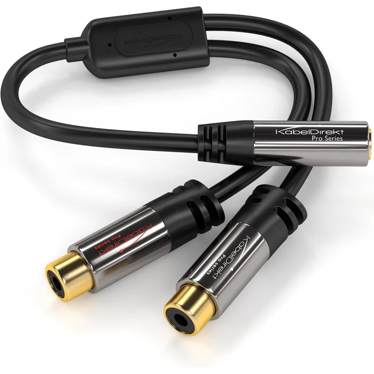 KabelDirekt - 3.5mm Adapter Kabel - 0,2m - (2 x Cinch Buchse - 3.5mm Buchse, 3-polig) - PRO Series