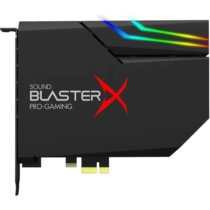 Creative Sound BlasterX AE-5 Plus SABRE32-Class Hi-res 32-Bit/384 kHz PCIe Gaming Soundkarte und DAC mit Dolby Digital und DTS, Xamp Diskreter Kopfhörer Bi-Amp, bis zu 122 dB SNR, RGB-Beleuchtungssystem