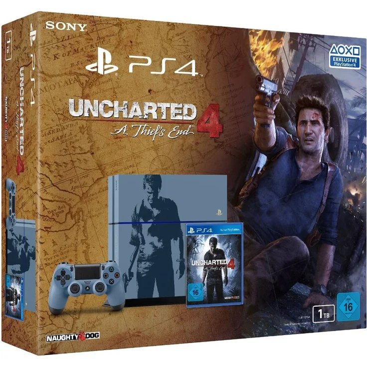 Sony PlayStation 4 (neues Modell) Blau 1TB Bundle inkl. Uncharted 4: A Thief's End – Bild 1