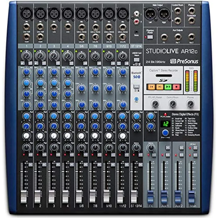 PreSonus StudioLive AR12c 14-Kanaliges USB-C -kompatibles Audio-Interface-Analog-Mischer-Stereo-SD-Recorder