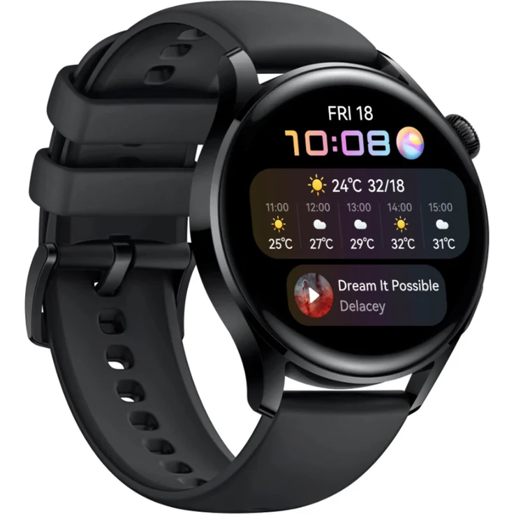Huawei Watch 3 Active Edition Smartwatch GPS, Unisex, 46mm, Kunststoffarmband, Schwarz – Bild 1