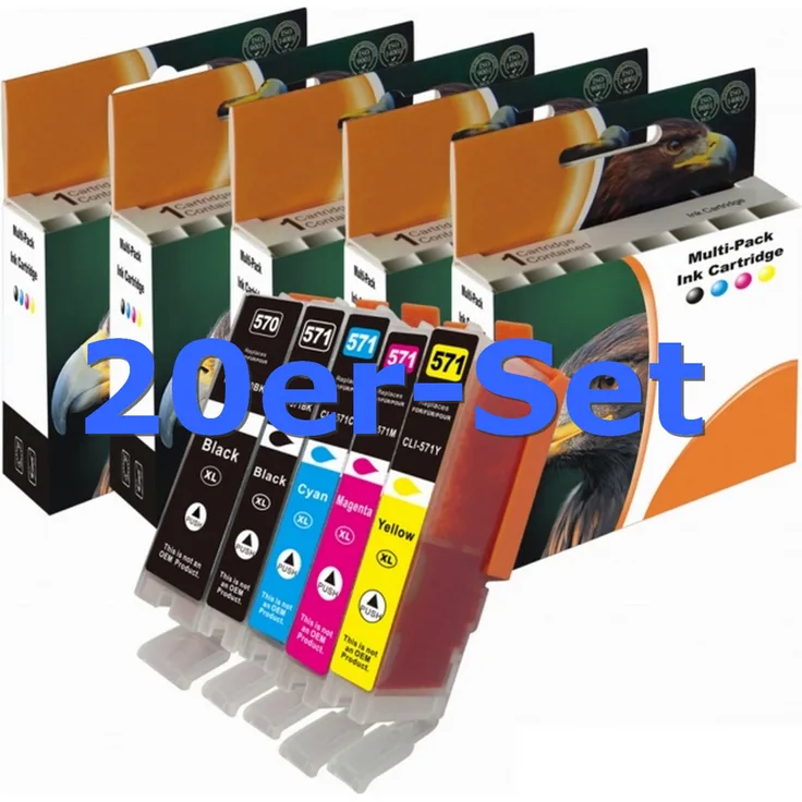 D&C Tintenpatronen ersetzt Canon 570/571x-20er Set (BK/PB/C/M/Y)