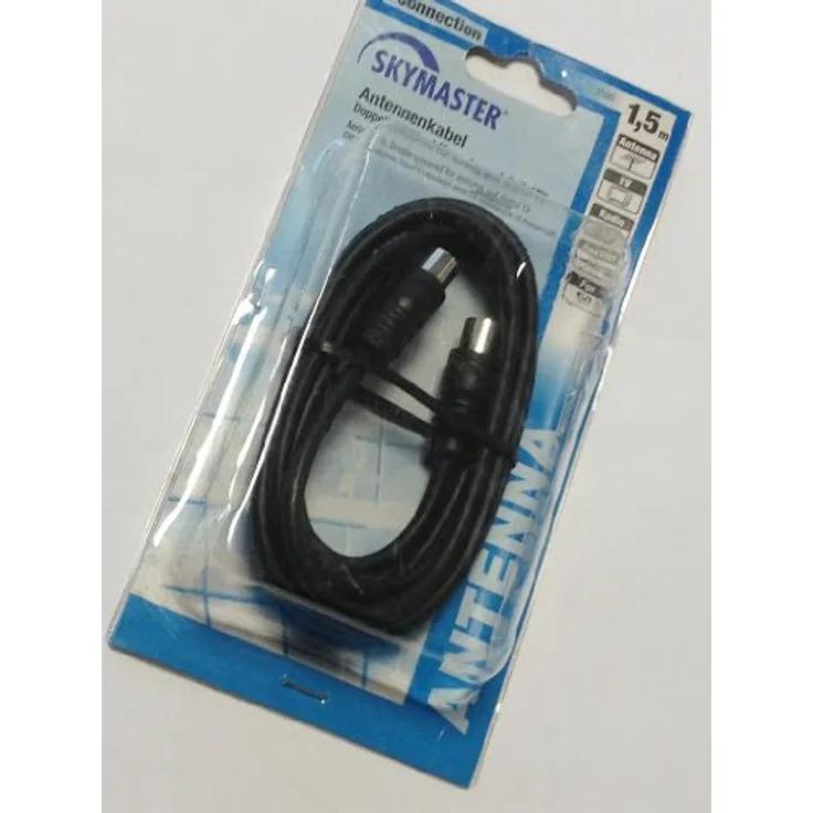 Skymaster AV 1.5 Antennenkabel doppelgeschirmt für Anlalog-Digital TV 5m schwarz