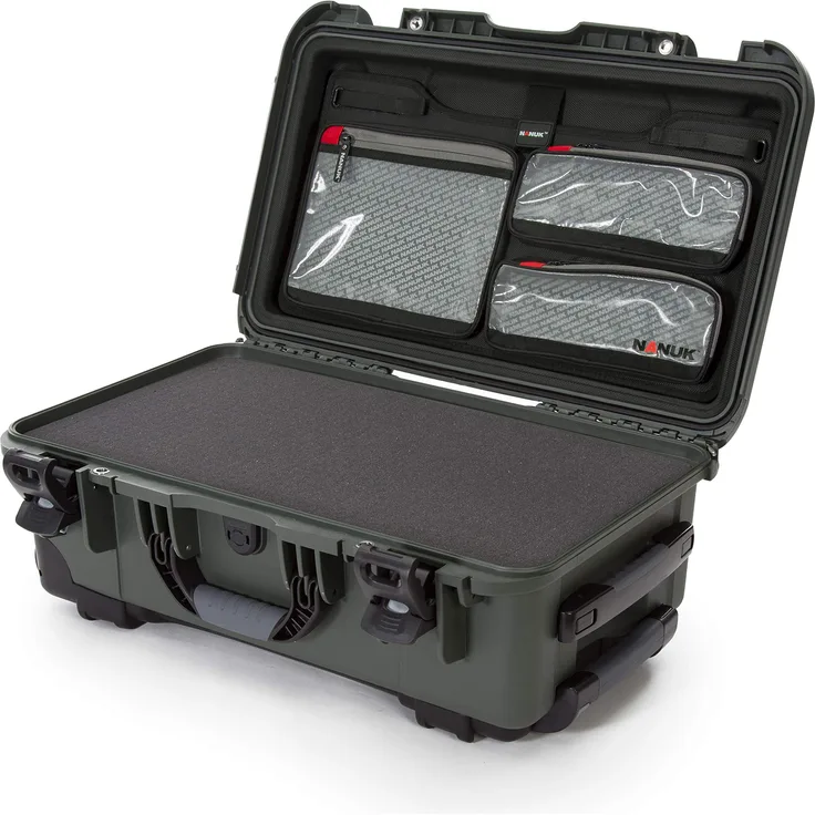Nanuk 935 Hartschalenkoffer mit Rädern, wasserdicht, Schaum mit Deckel, olivgrün, 935