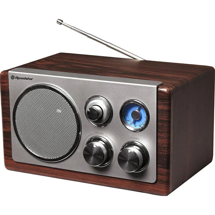Roadstar HRA-1245 Retro-Radio mit UKW und MW Tuner (Teleskop-Antenne, Batteriebetrieb möglich), braun - silber