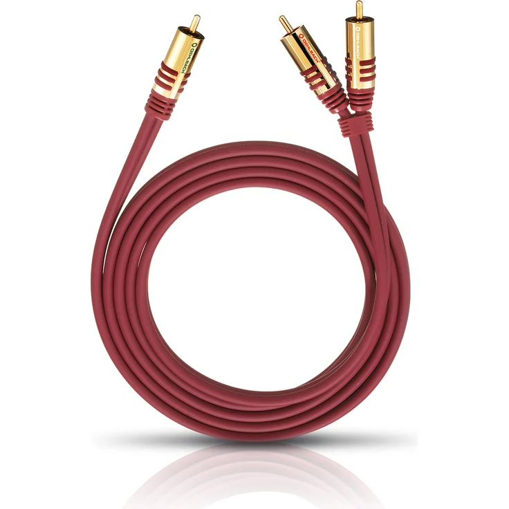 Oehlbach NF Y-Sub - Y-Cinch-Kabel Subwoofer-Kabel 2xCinch auf 1x Cinch (Adapterkabel, Audiokabel, OFC) - bordeaux 2m