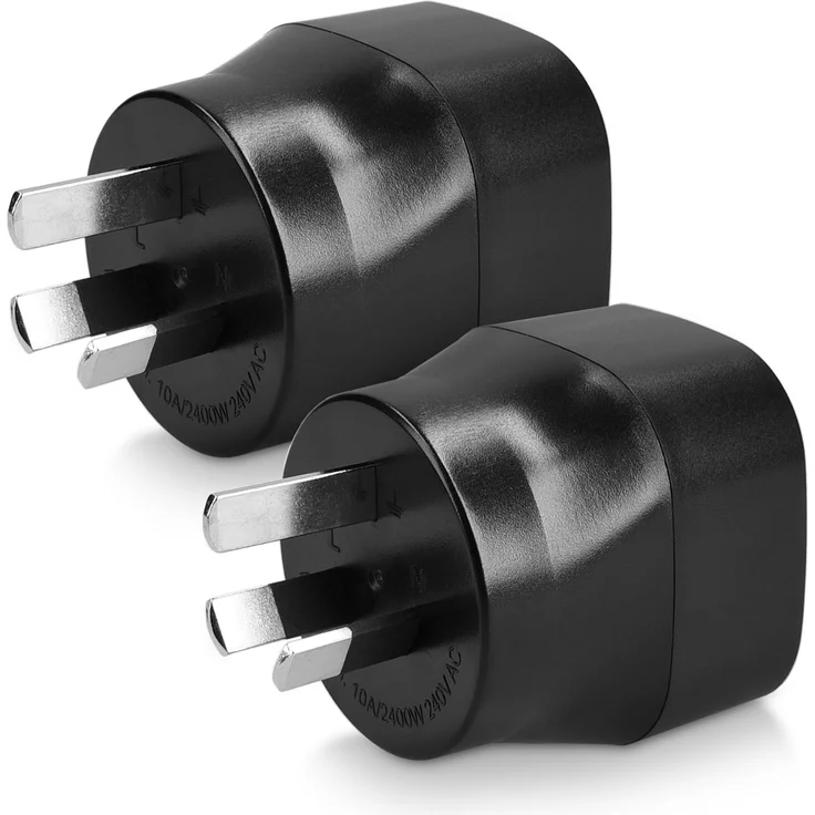 Kwmobile 2x Reiseadapter Australien - Schuko - Schwarz