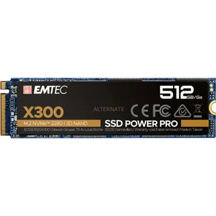 EMTEC Power Pro X300 - Solid-State-Disk - 512 GB - intern - M.2 2280 - PCI Express 3.0 x4 (NVMe) (ECSSD512GX300)