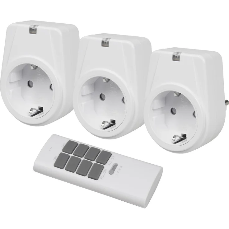 McPower Comfort, Funksteckdosen-Set, 3 Steckdosen + 1 Fernbedienung (1534514)