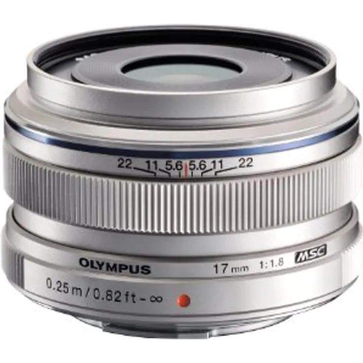 Olympus M.Zuiko Digital 17mm F1.8 Objektiv, lichtstarke Festbrennweite, geeignet für alle MFT-Kameras (Olympus OM-D & PEN Modelle, Panasonic G-Serie), silber
