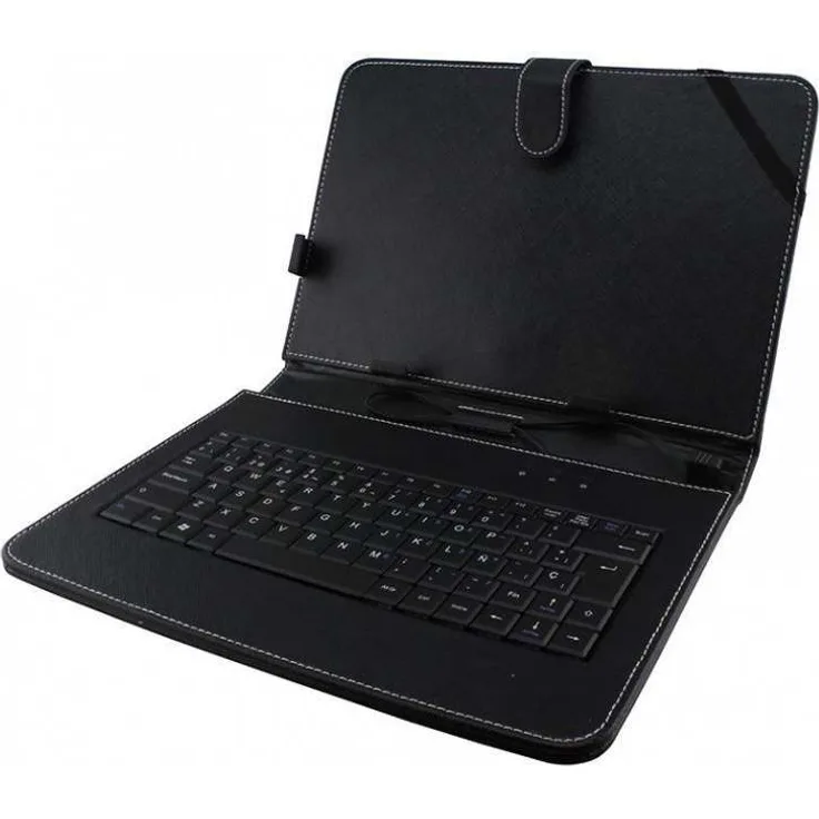 Esperanza EK125 Gehäuse Mit Tastatur Für Tablett 10,1 Zoll Madera Schwarz (Englisches Tastaturlayout QWERTY)