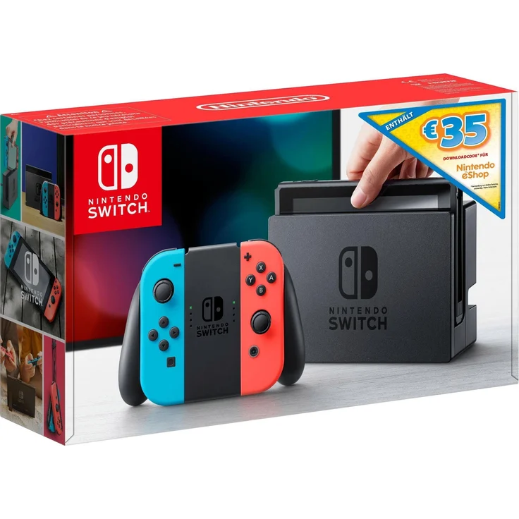Nintendo Switch V1 Neon-Blau Neon-Rot 32GB Bundle inkl. 35 eShop-Guthaben (altes Modell) – Bild 1