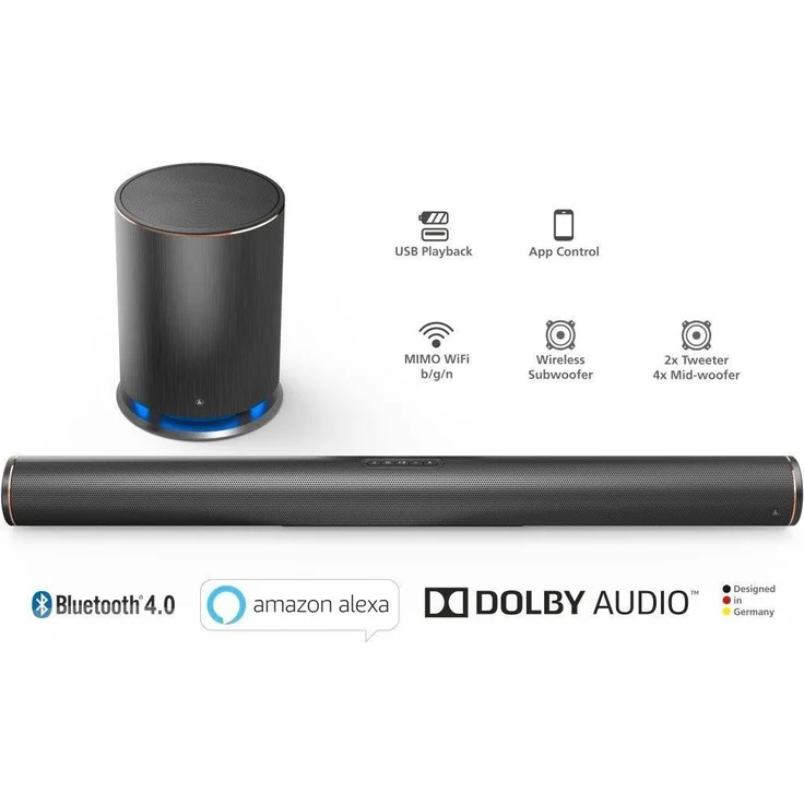 Hama Sirium4000ABT 2.1 Soundbar mit Subwoofer, Amazon Alexa, kabellos/kabelgebunden, geeignet für TV, schwarz (2017) - Preisvergleich – Bild 9