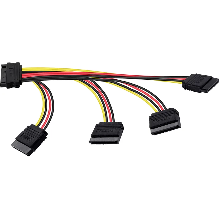 Poppstar SATA Stromkabel Adapter (vierfach 14-26,5cm) (Sata Kabel Stromadapter 1x Stecker (m) auf 4x Buchse (w) gerade)