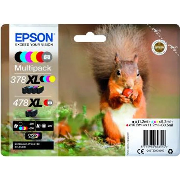 Epson 478XL Multipack - 6er-Pack - 60,5 ml - High Capacity - Grau, Schwarz, Gelb, Cyan, Magenta, Rot - Original - Tintenpatrone - für Expression Photo XP-8500, XP-8500 Small-in-One (C13T379D4010)