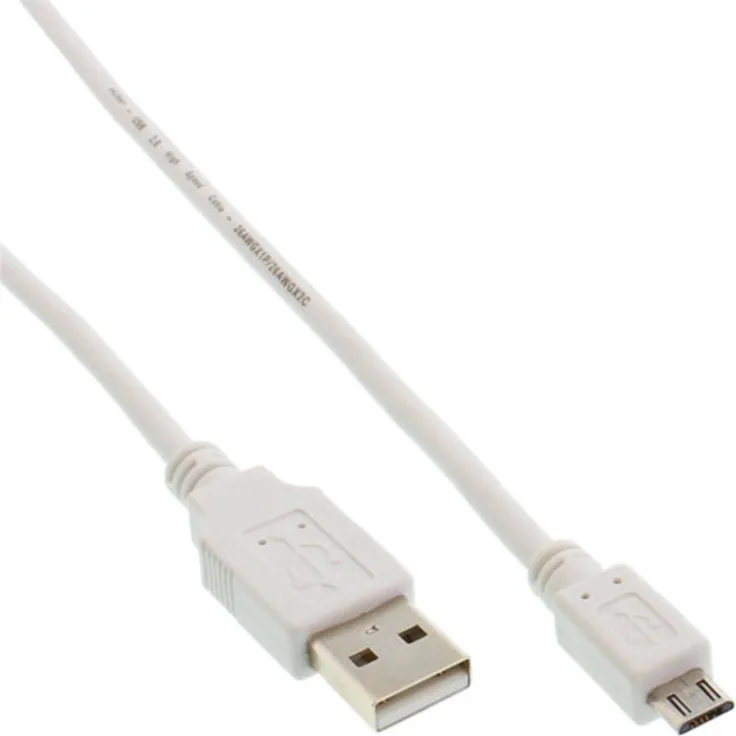 InLine 31750W Micro-USB 2.0 Kabel, USB-A Stecker an Micro-B Stecker, weiß, 5m