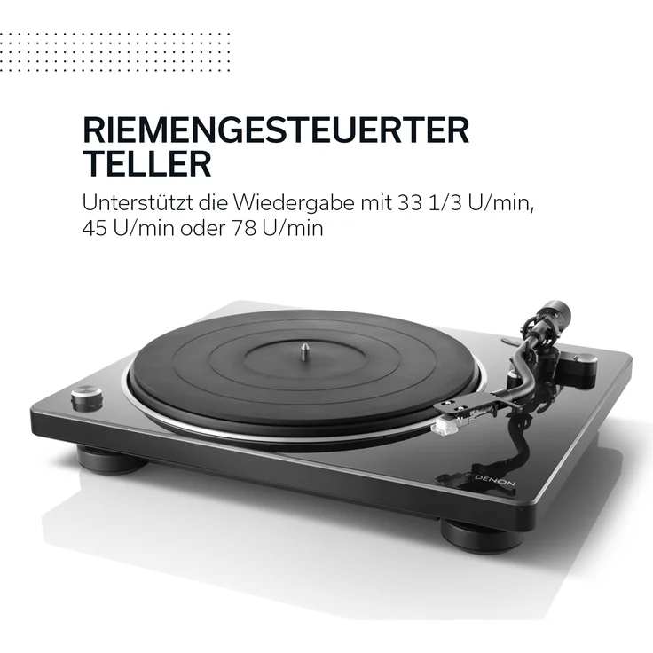 Denon DP400BKEM Plattenspieler (Riemenantrieb, Tonarmlift, eingebauter Vorverstärker, S-Tonarm) Schwarz – Bild 7
