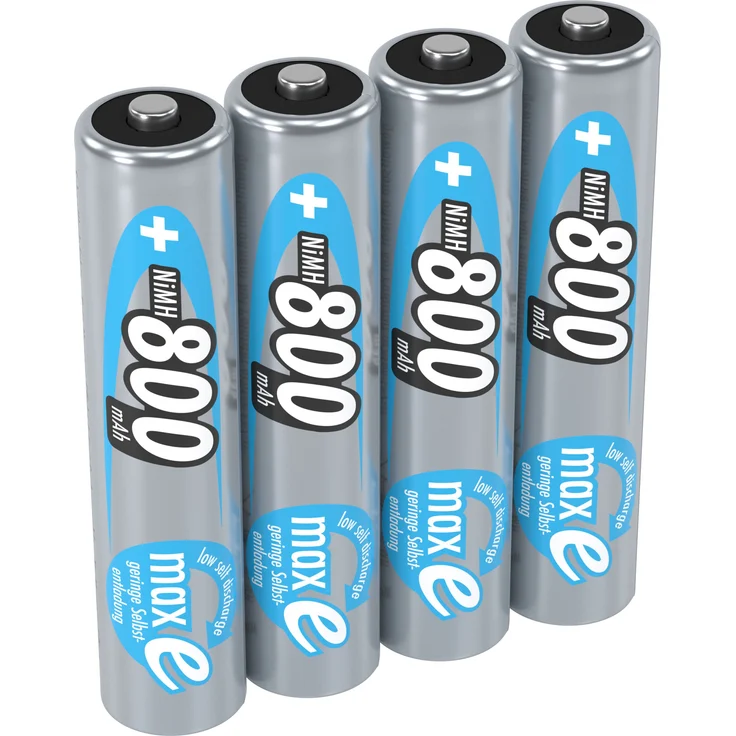 ANSMANN Akku AAA Micro 800 mAh 1,2V NiMH 4 Stück für Geräte mit hohem Stromverbrauch - Wiederaufladbare Batterien maxE - Akkus für Spielzeug Fernbedienung Telefon Kamera uvm - Rechargeable Battery – Bild 1