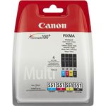 Canon CLI-551 Druckerpatronen Patronen Multipack - Schwarz + CMY je 7ml PIXMA Drucker Original